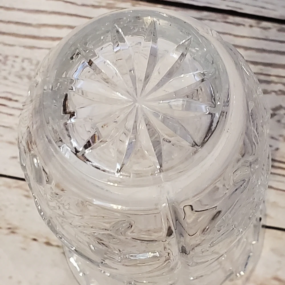 Deplomb vintage lead crystal frosted maple leaves vase 9 inches tall